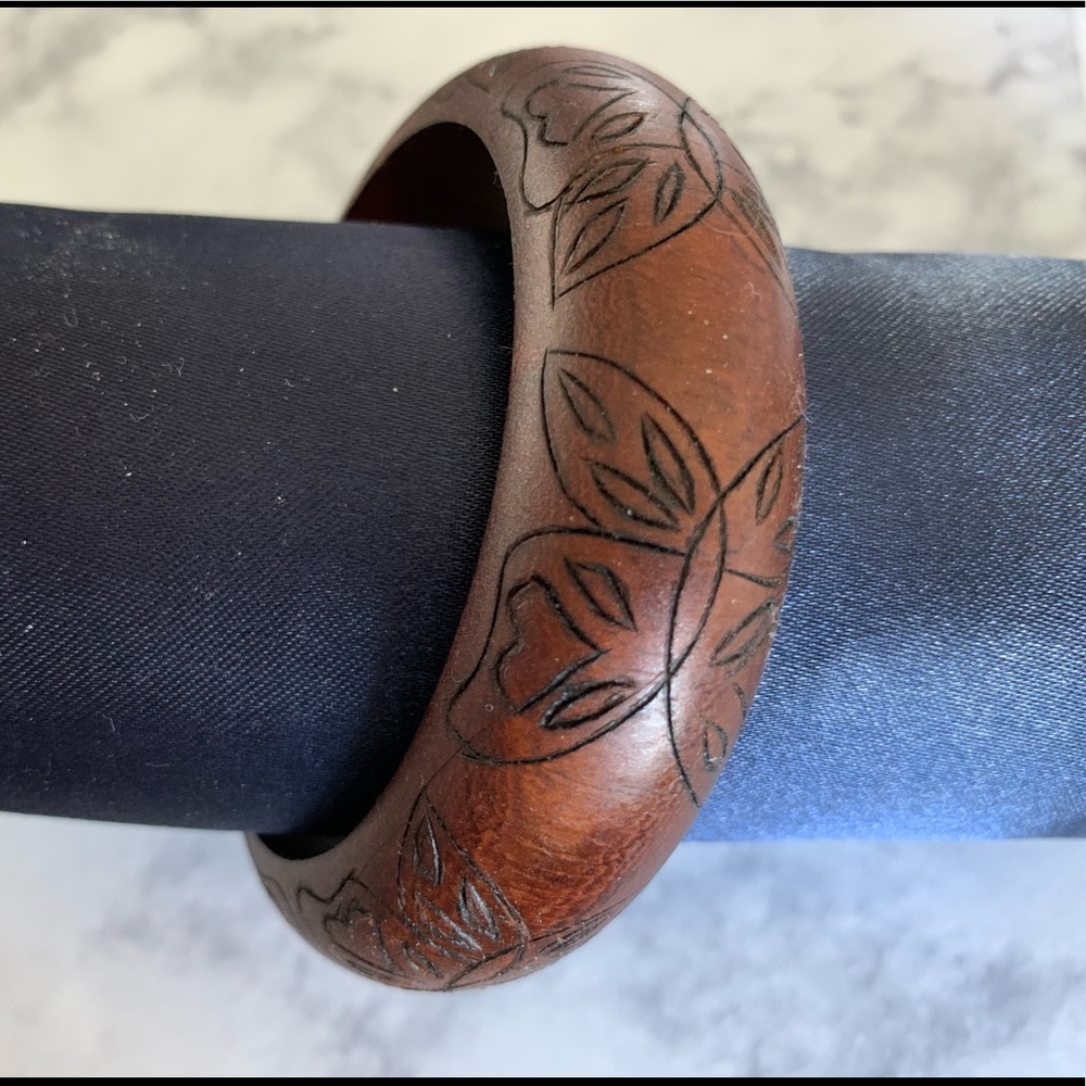 Lucky Brand butterfly etched wood bangle